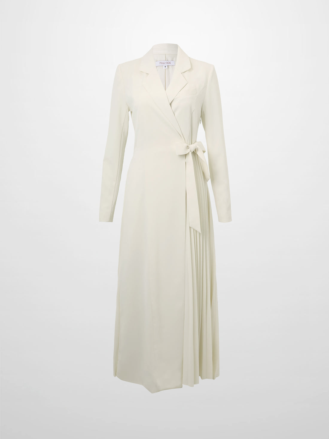Side Tie Pleat Wrap Dress-Cream