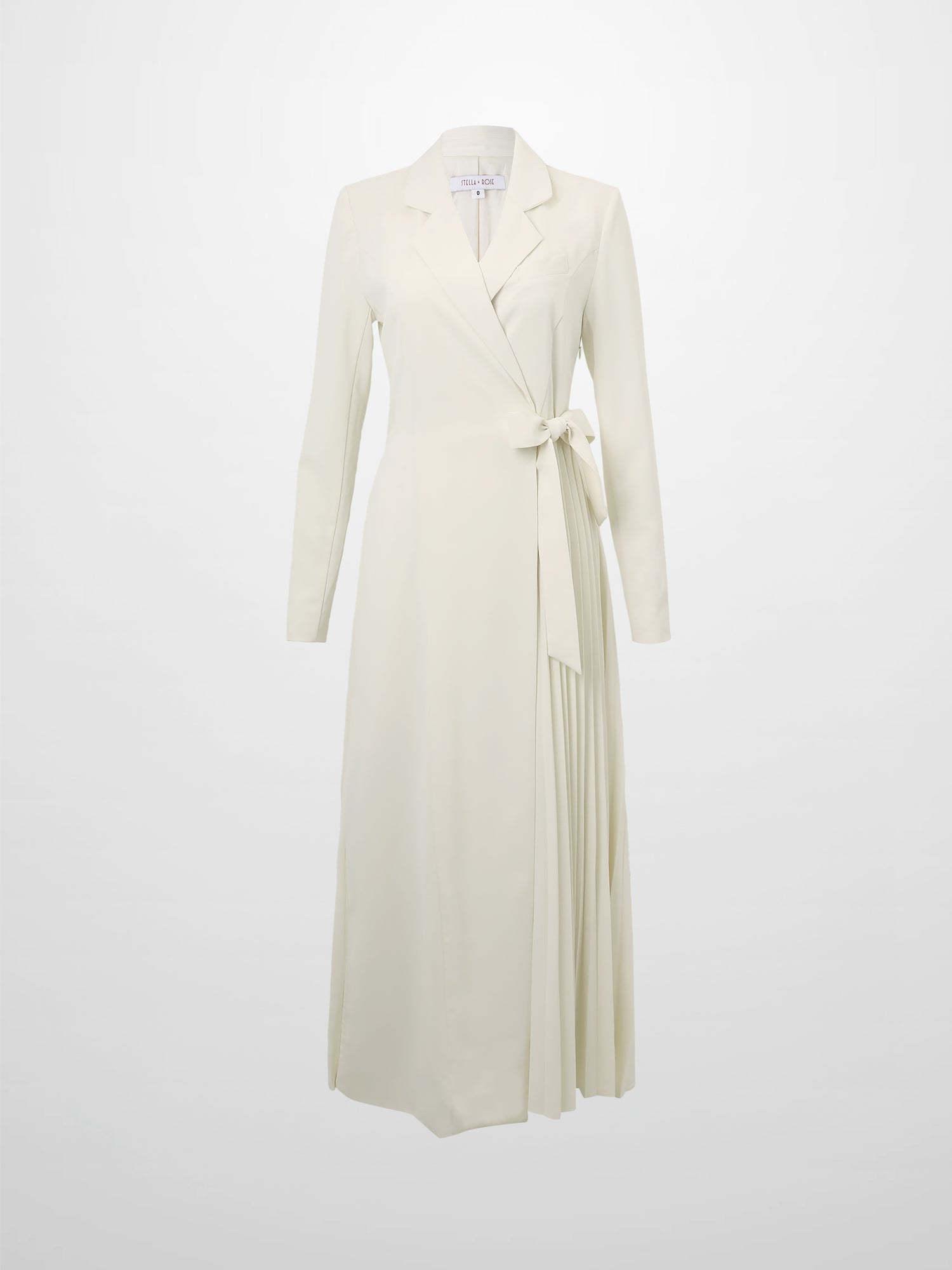Side Tie Pleat Wrap Dress-Cream