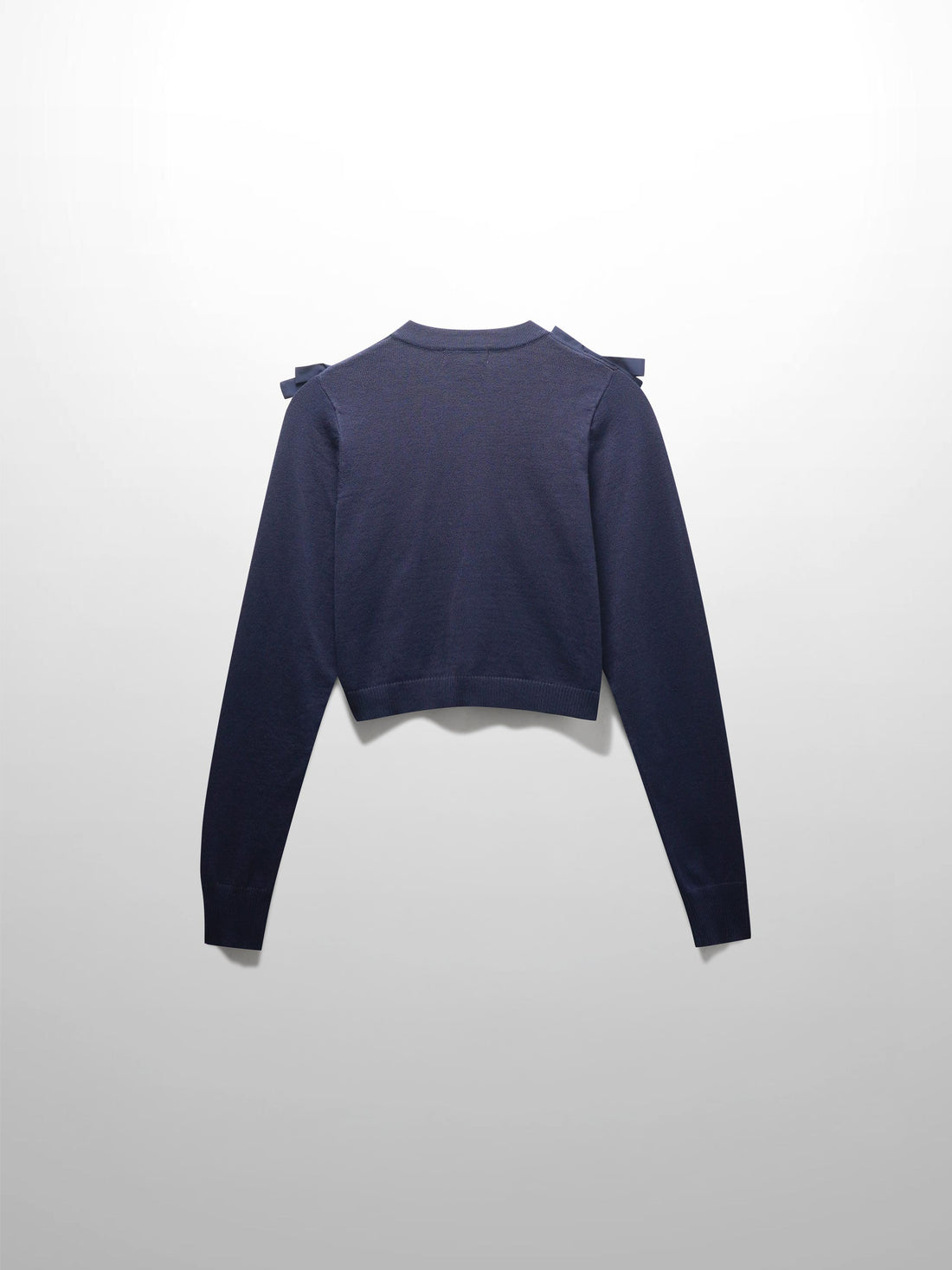 Cropped Bow Cardigan-Navy