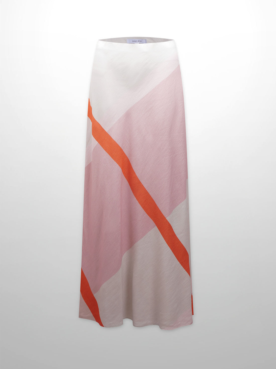 Printed Linen Blend Slip Skirt-Color Block