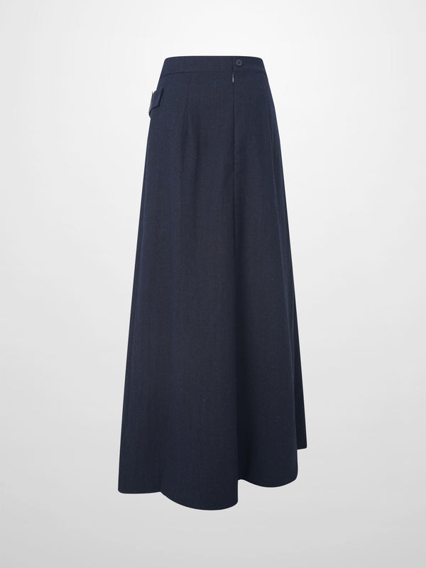 Buckle Pleat Skirt - Navy