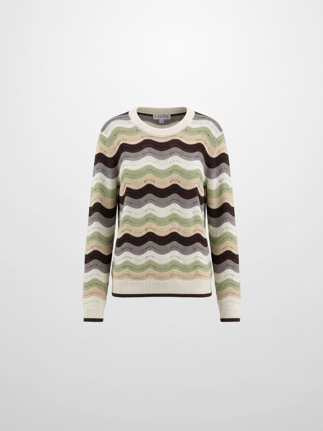 Crochet Stripe Sweater - Brown/Green/Cream