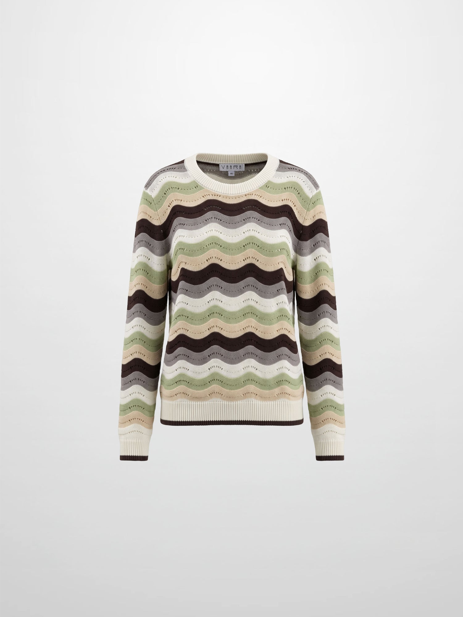 Crochet Stripe Sweater - Brown/Green/Cream