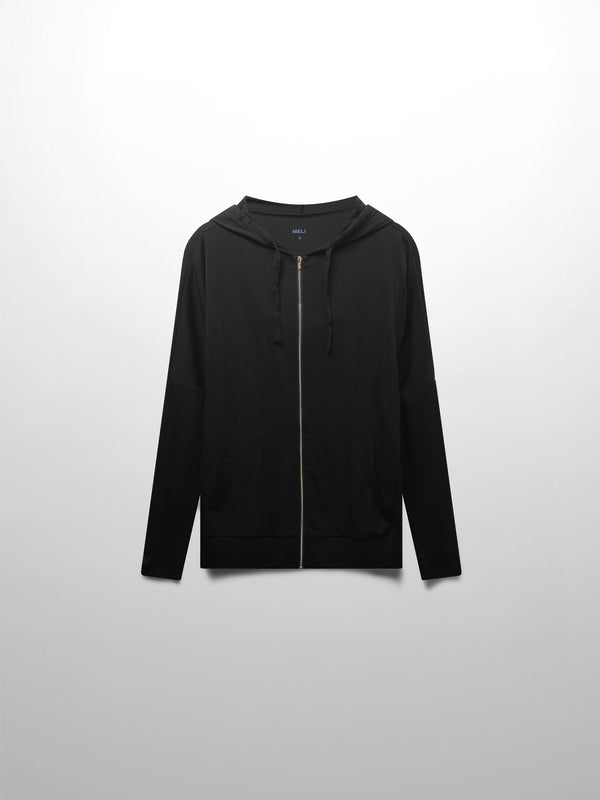 ZIP UP HOODIE-BLACK
