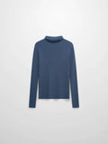 Knit Ribbed Turtleneck-True Blue