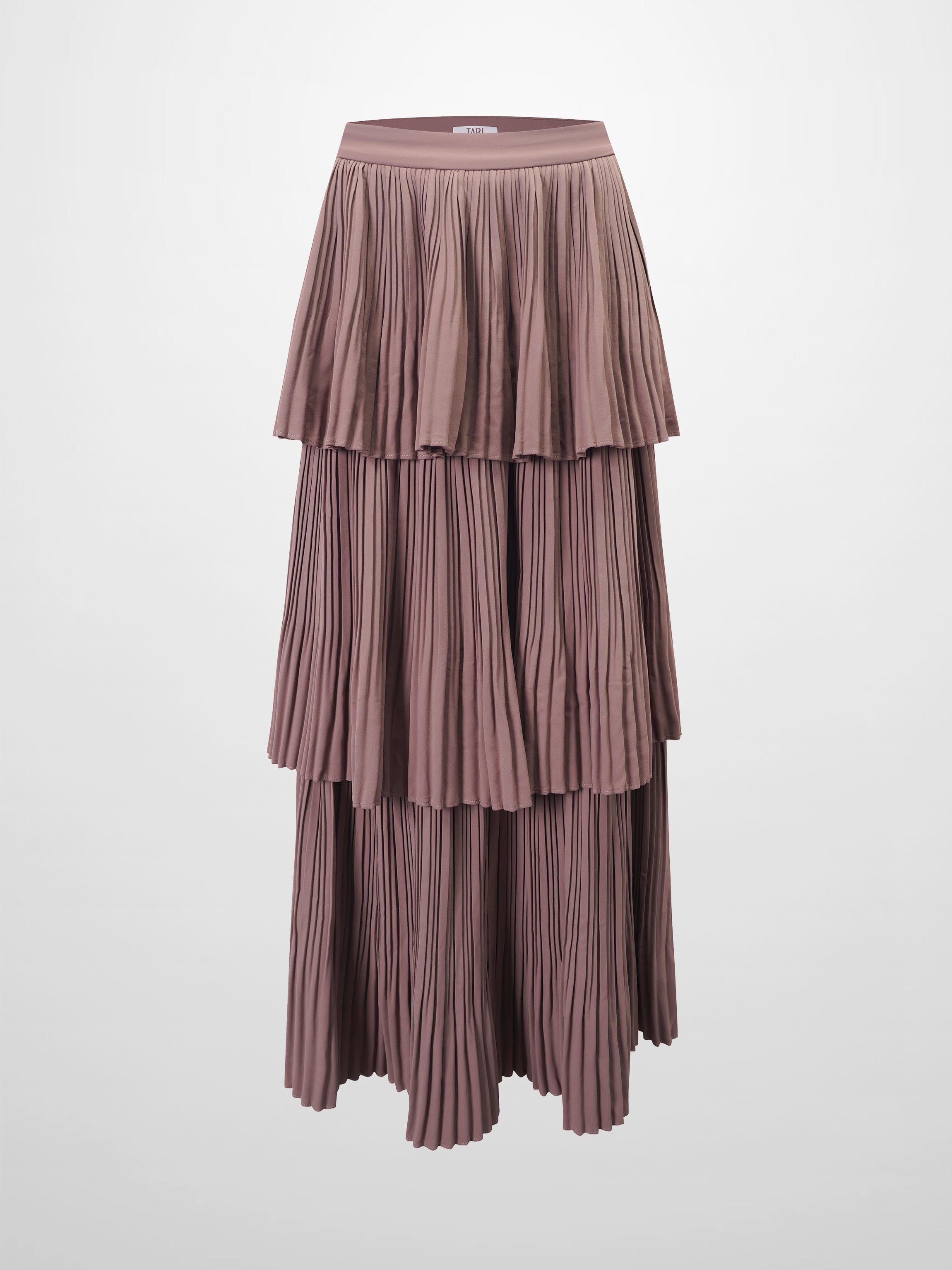 Pleated Layer Skirt 37&quot;-Mocha Mousse