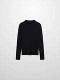 Lurex Ribbed Knit Turtleneck-Black