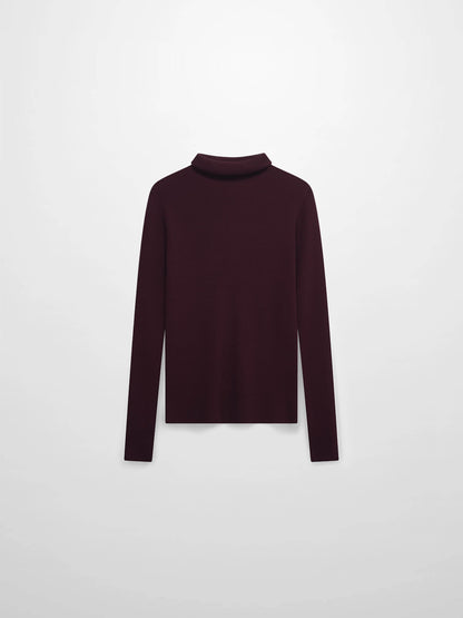 Knit Ribbed Turtleneck-Eggplant
