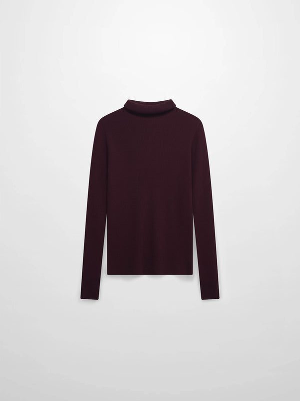Knit Ribbed Turtleneck-Eggplant