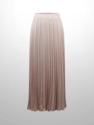 Crepe Pleated Maxi Skirt-Pink