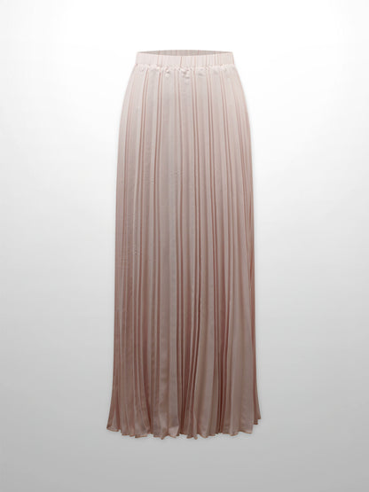 Crepe Pleated Maxi Skirt-Pink