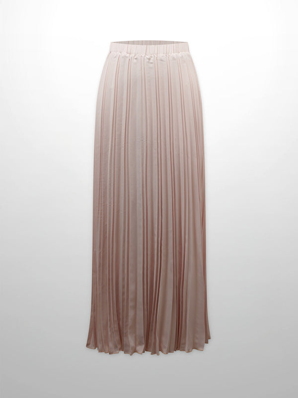 Crepe Pleated Maxi Skirt-Pink