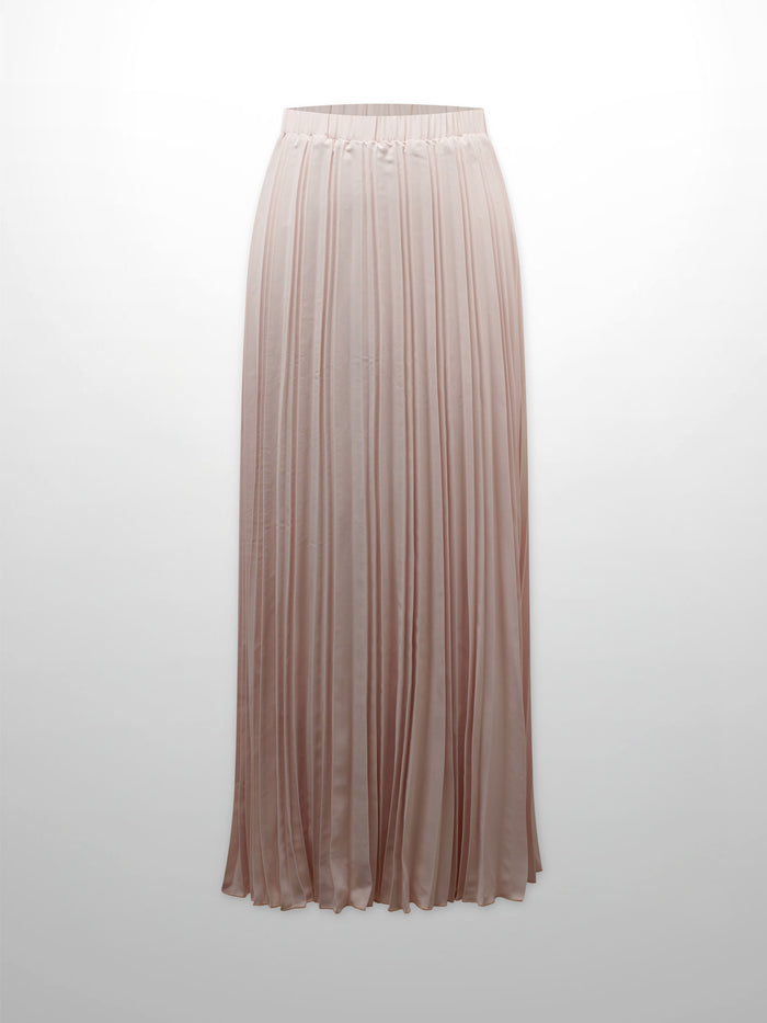 Crepe Pleated Maxi Skirt-Pink