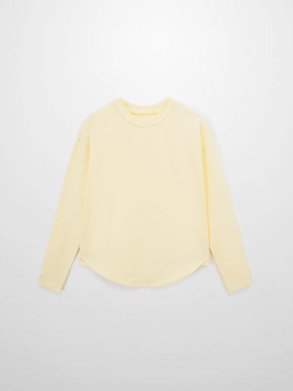 Oversized Rounded Hem T-Shirt-Yellow