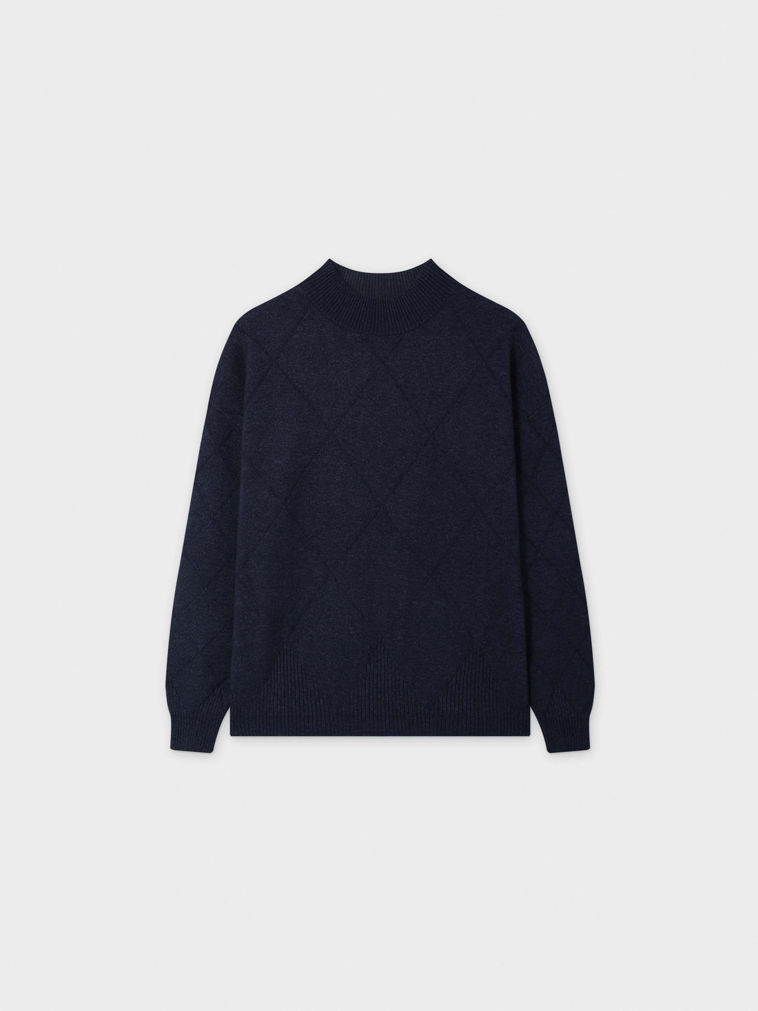 Oversized Diamond Detail Sweater-Heathered Navy