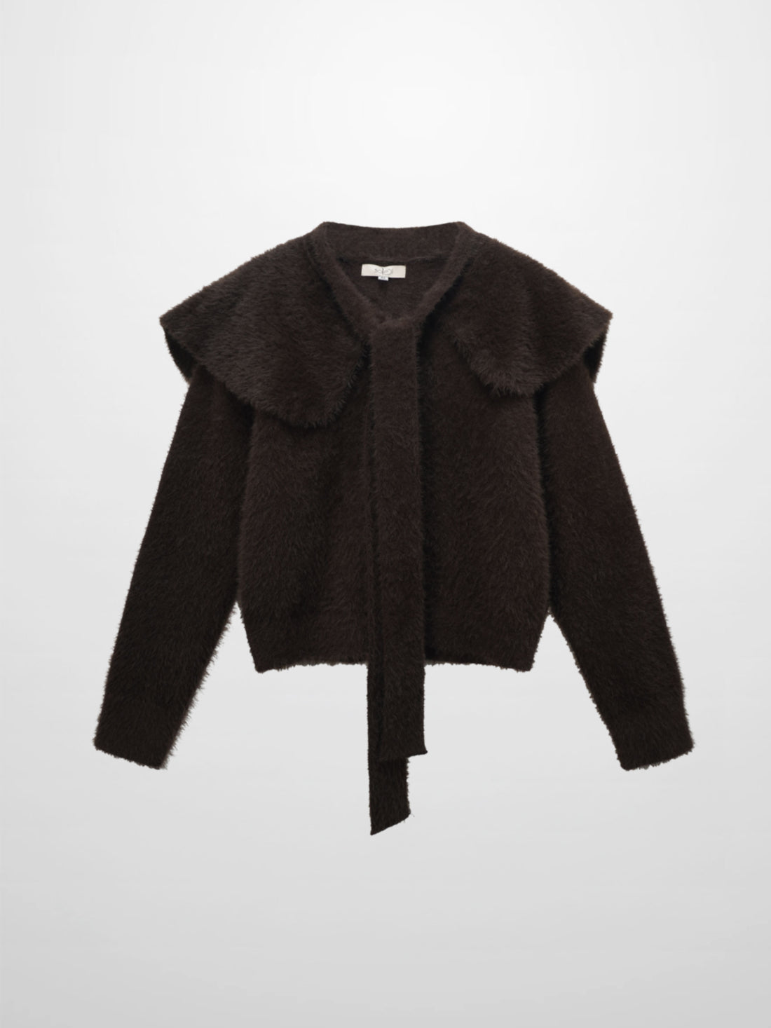 Mohair Shawl Collar Cardigan-Brown