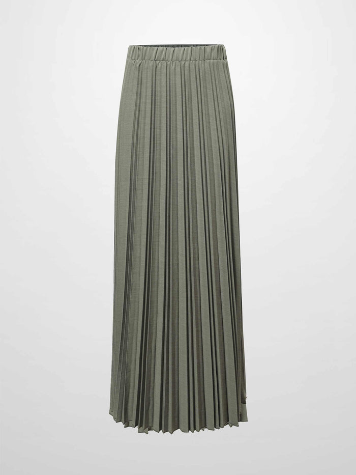 Mix Pleat Skirt-Olive Green