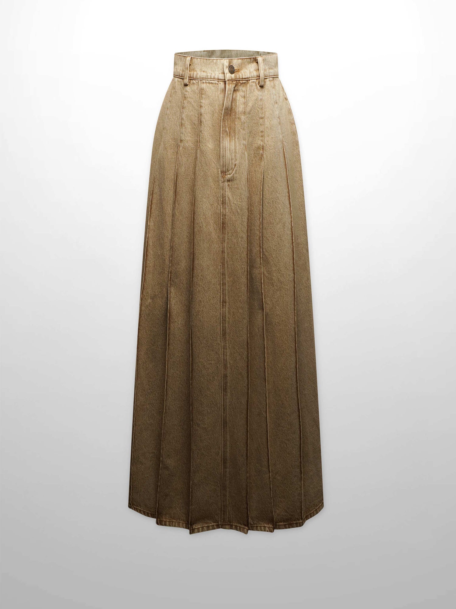 Stitched Pleated Skirt-Tan