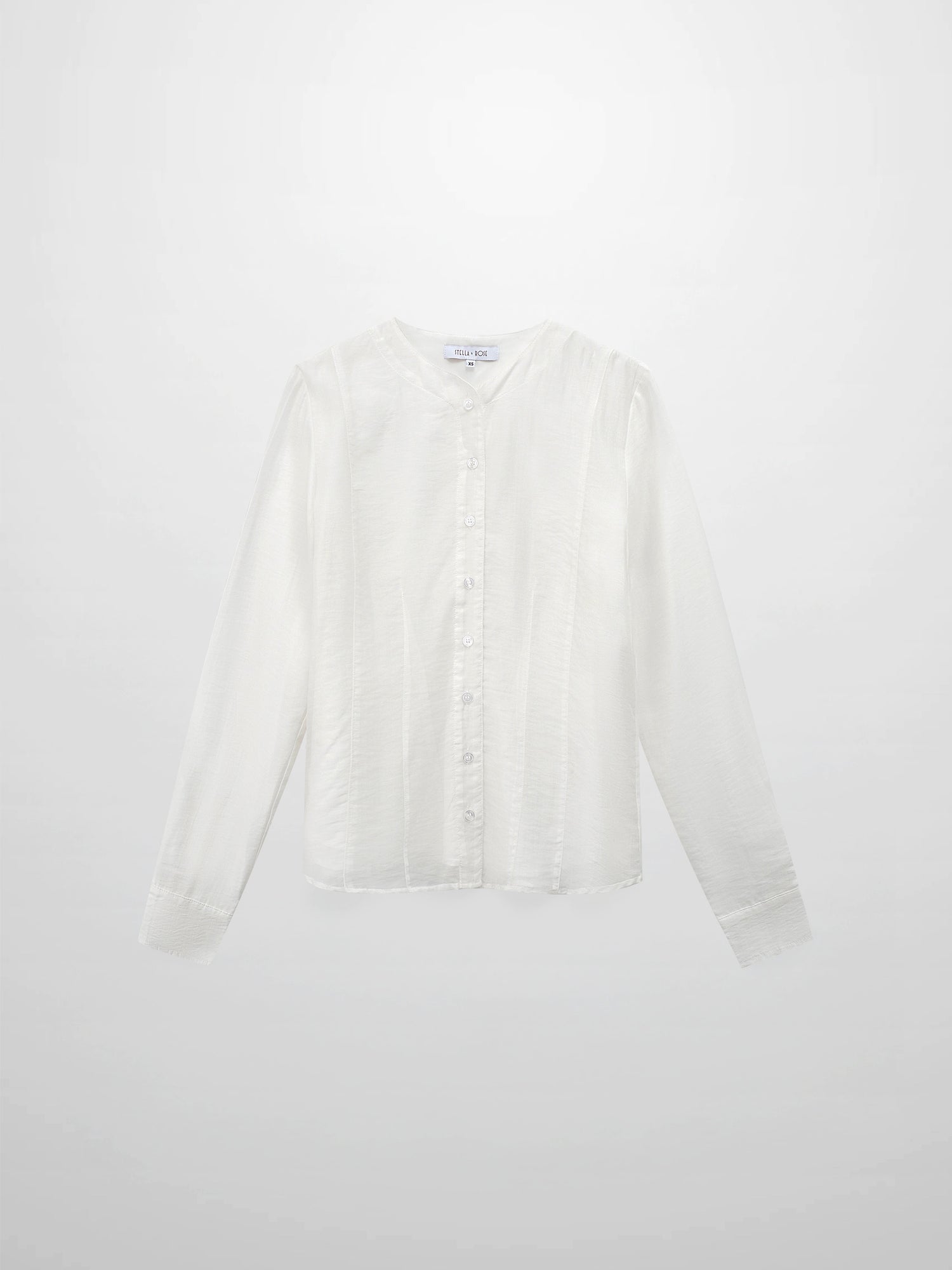 High V Neck Blouse-White