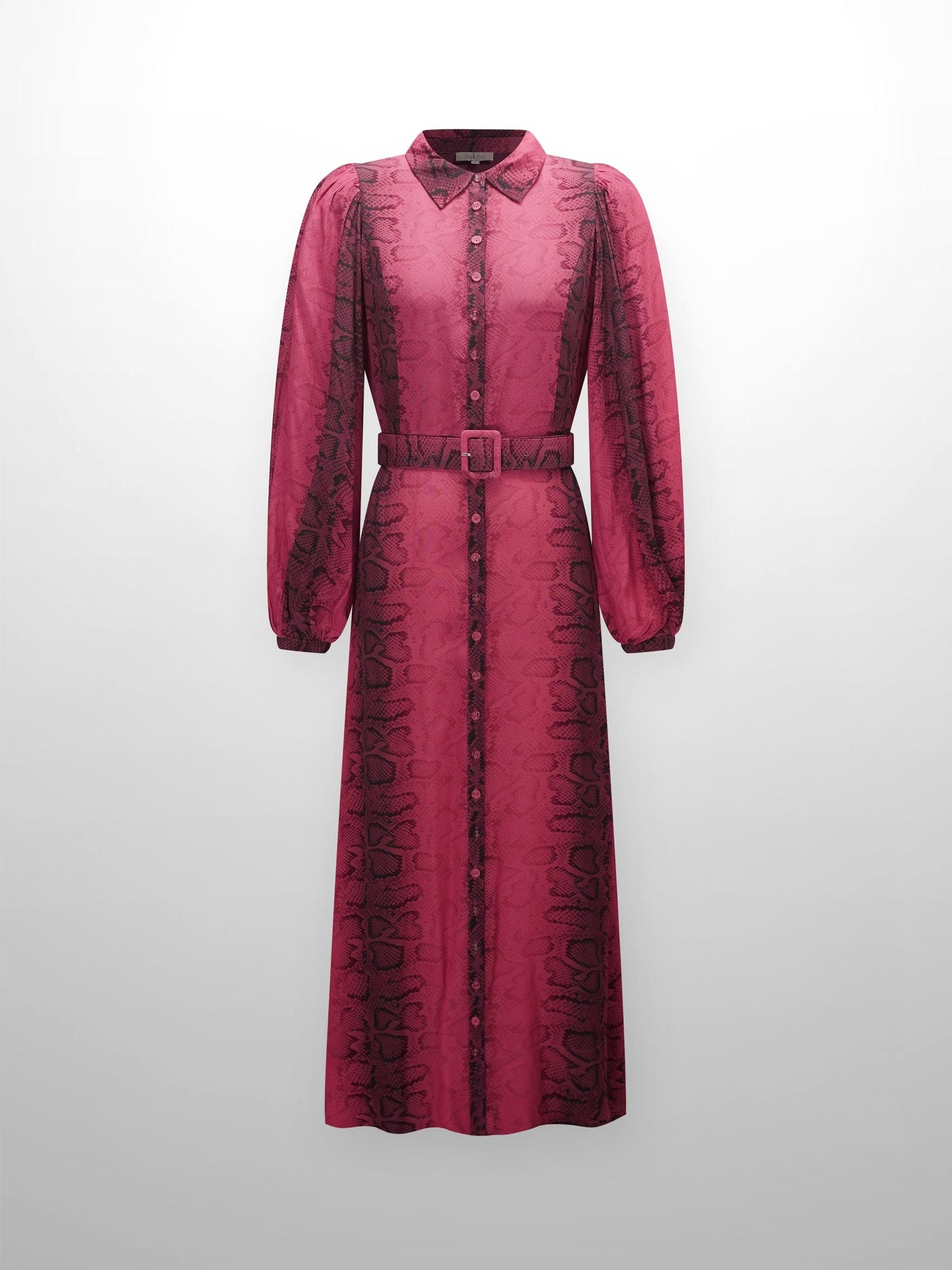 High Waisted Shirtdress-Burgundy Reptile