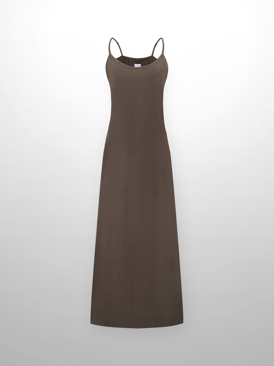 Cupro Crew Neck Slip Dress-Olive