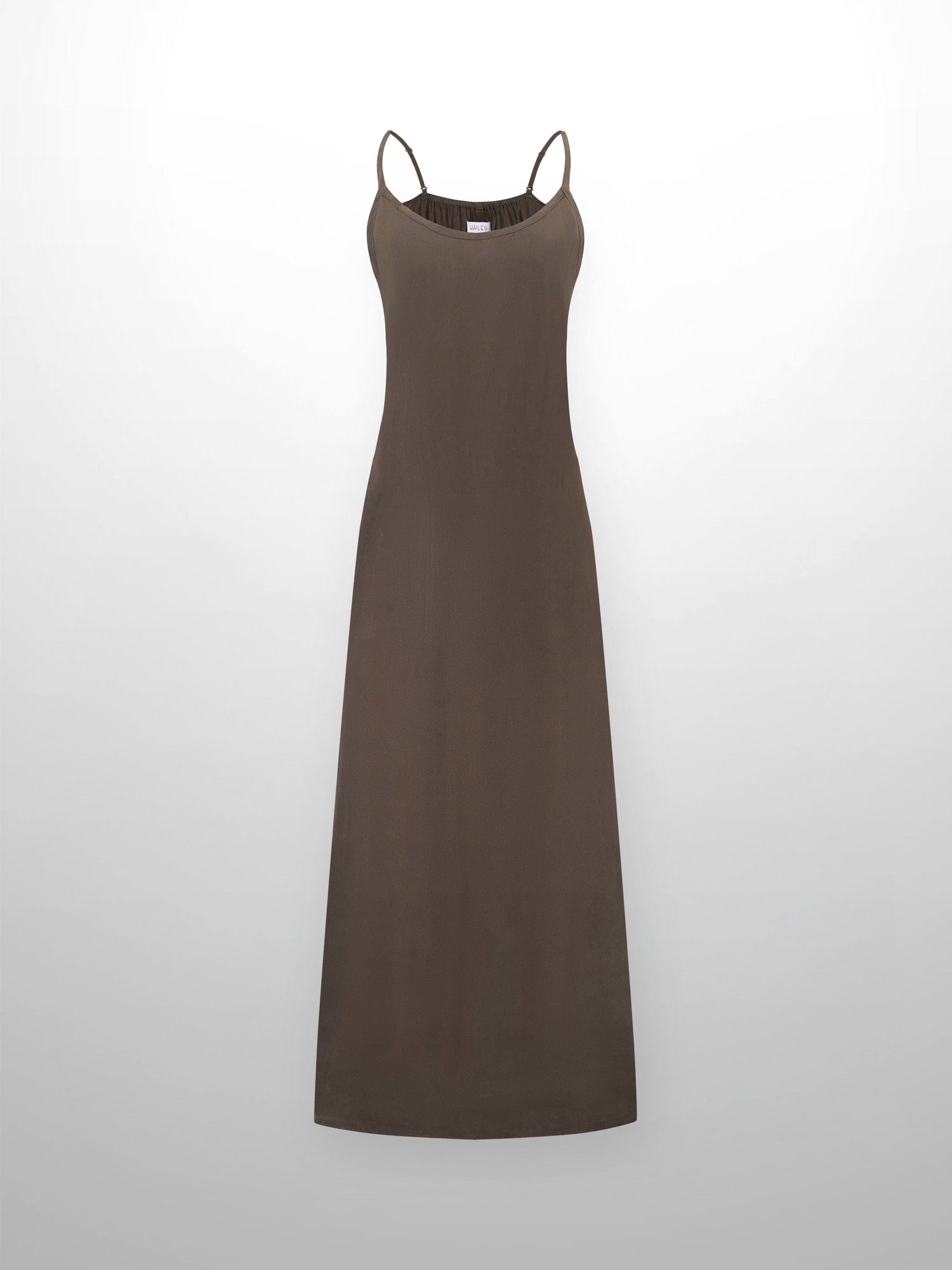 Cupro Crew Neck Slip Dress-Olive