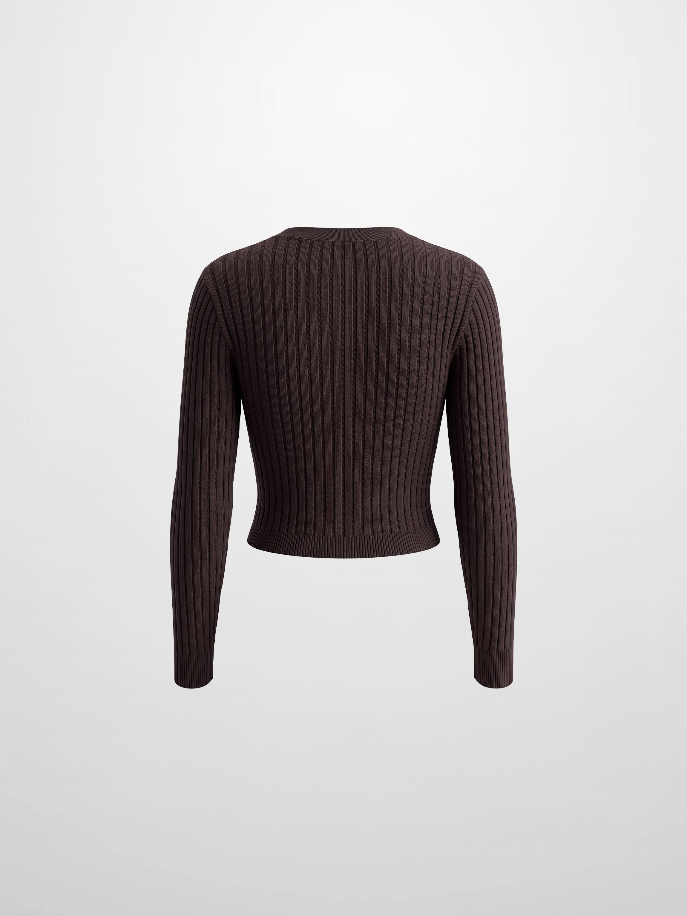 Lightweight Ribbed Cardigan 17" - Brown