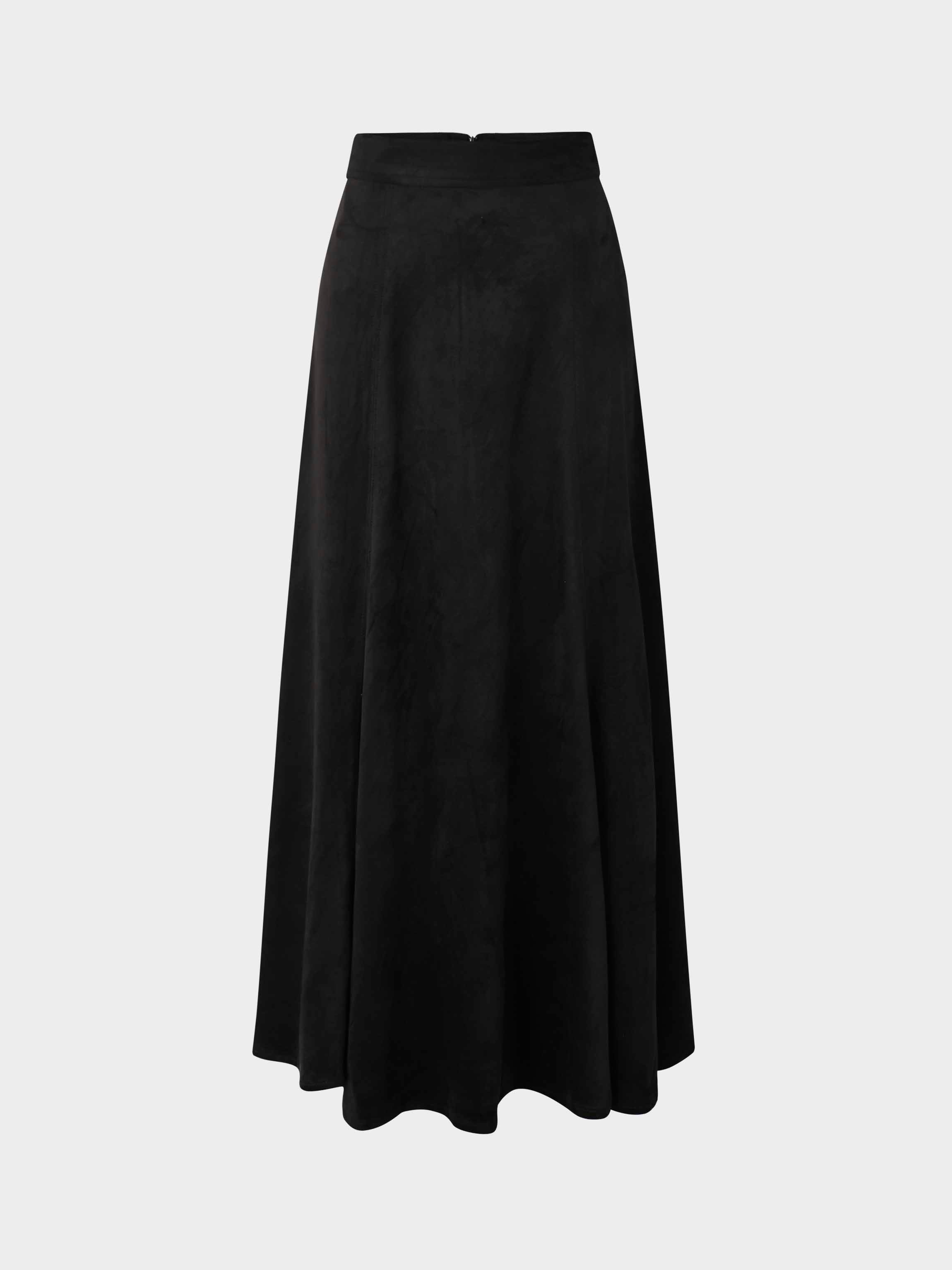 Suede Trumpet Skirt-Black