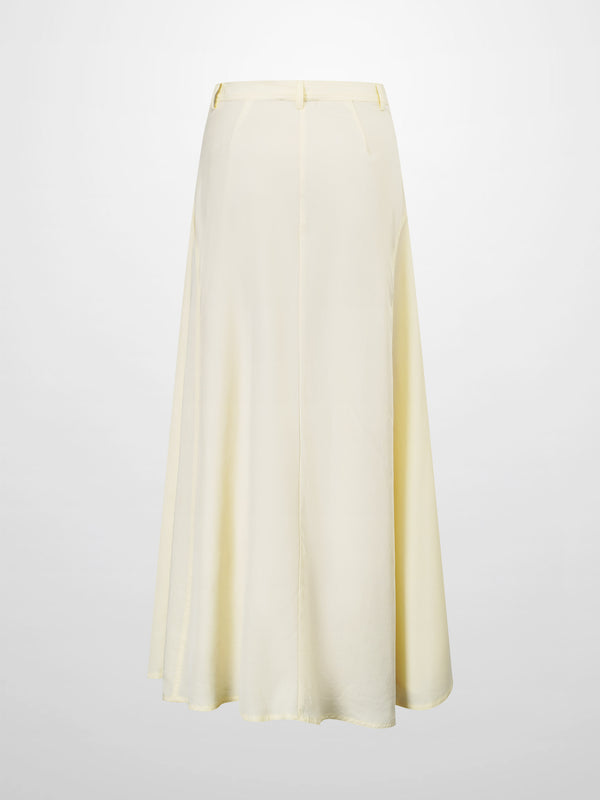 Tencel Yoke Button Down Skirt-Butter Yellow