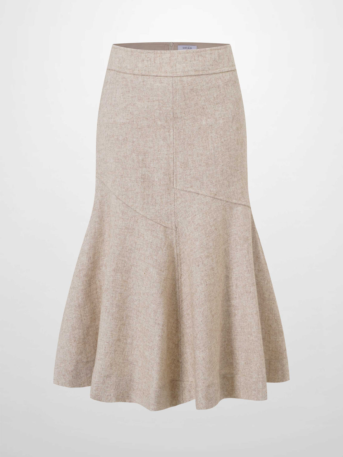Wool Blend Short Panel Skirt-Oatmeal
