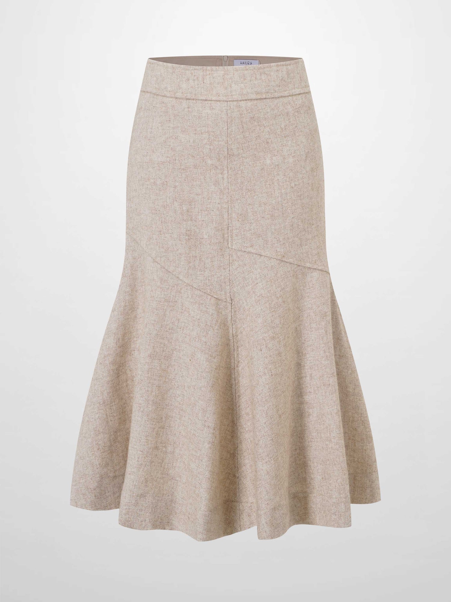 Wool Blend Short Panel Skirt-Oatmeal