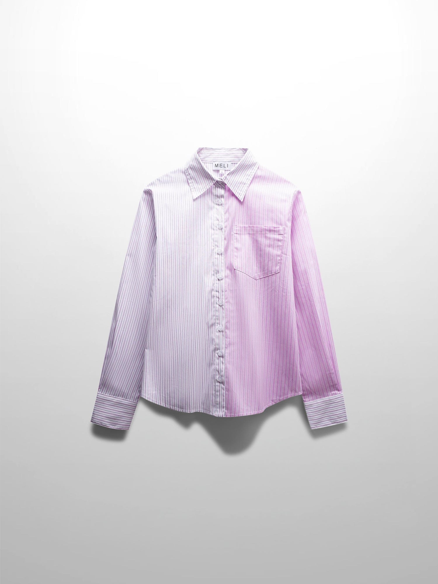 Mix Pinstripe Button Down Shirt-Pink