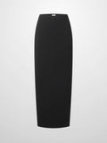 Straight Maxi Stretch Skirt-Black