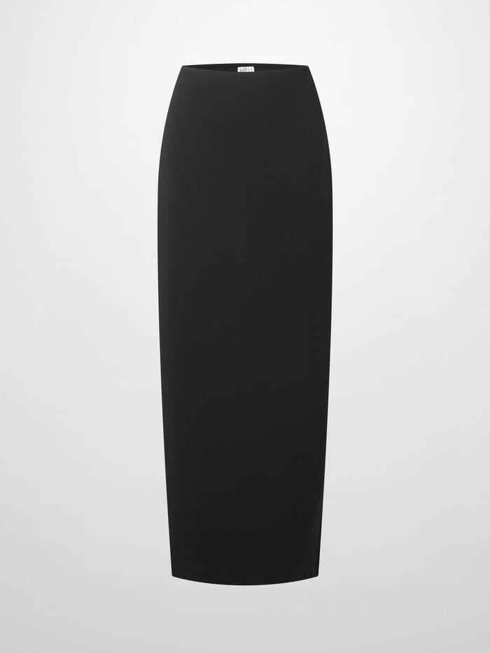 Straight Maxi Stretch Skirt-Black