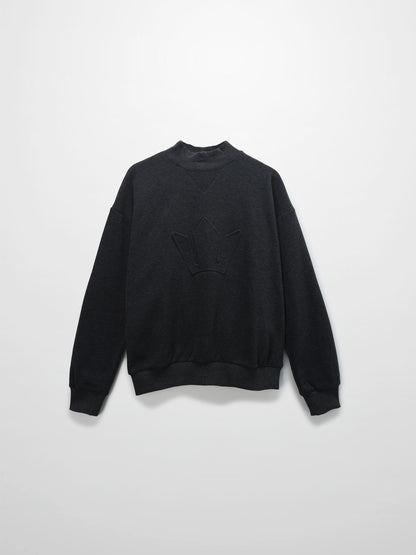 Embossed Crown Sweatshirt-Dark Heathered Grey