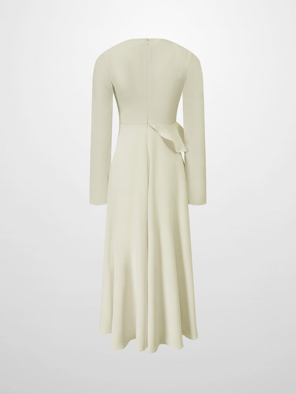 Waist Ruffle Dress-Cream