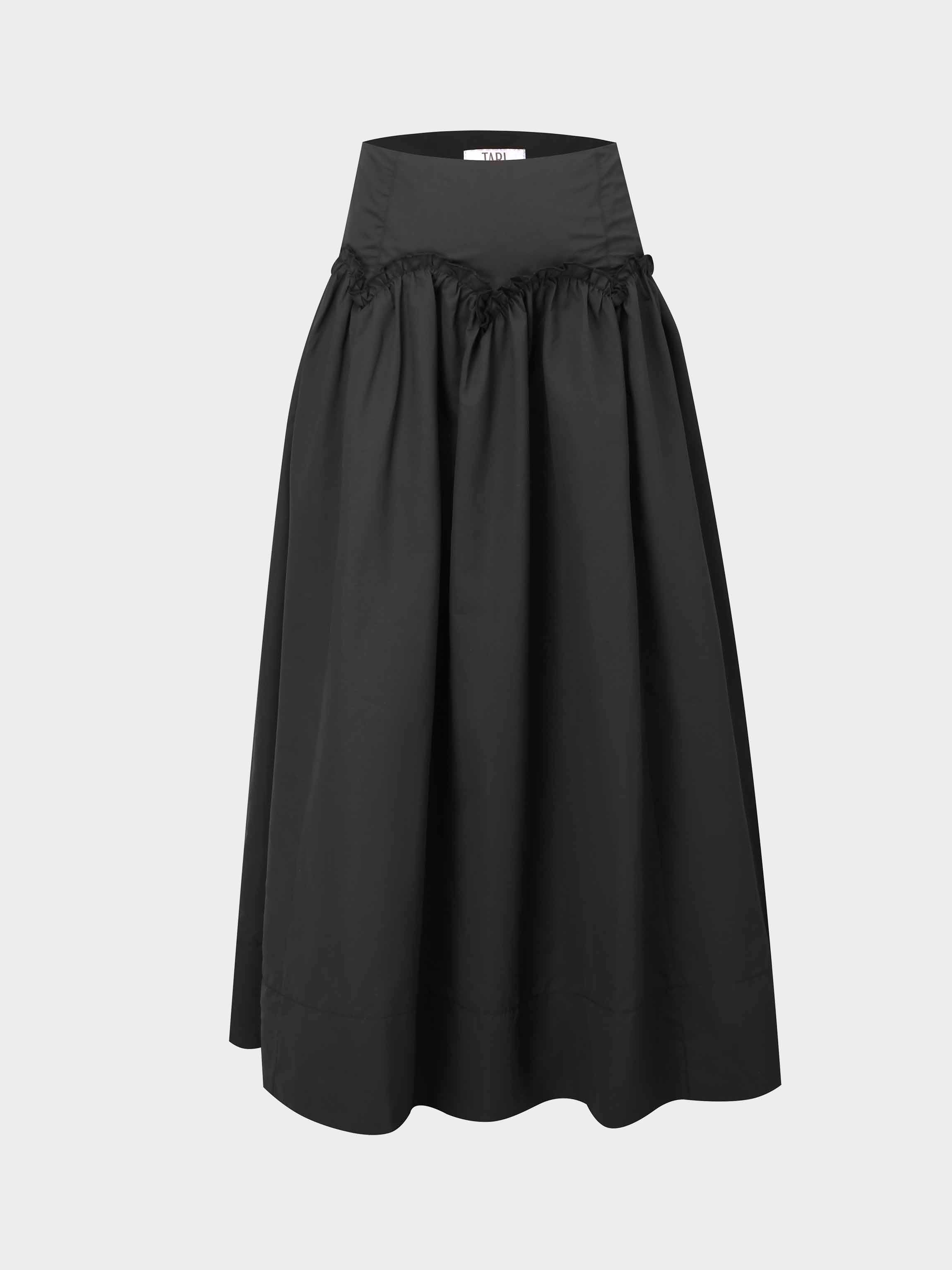 Scalloped Ruffle Skirt-Black