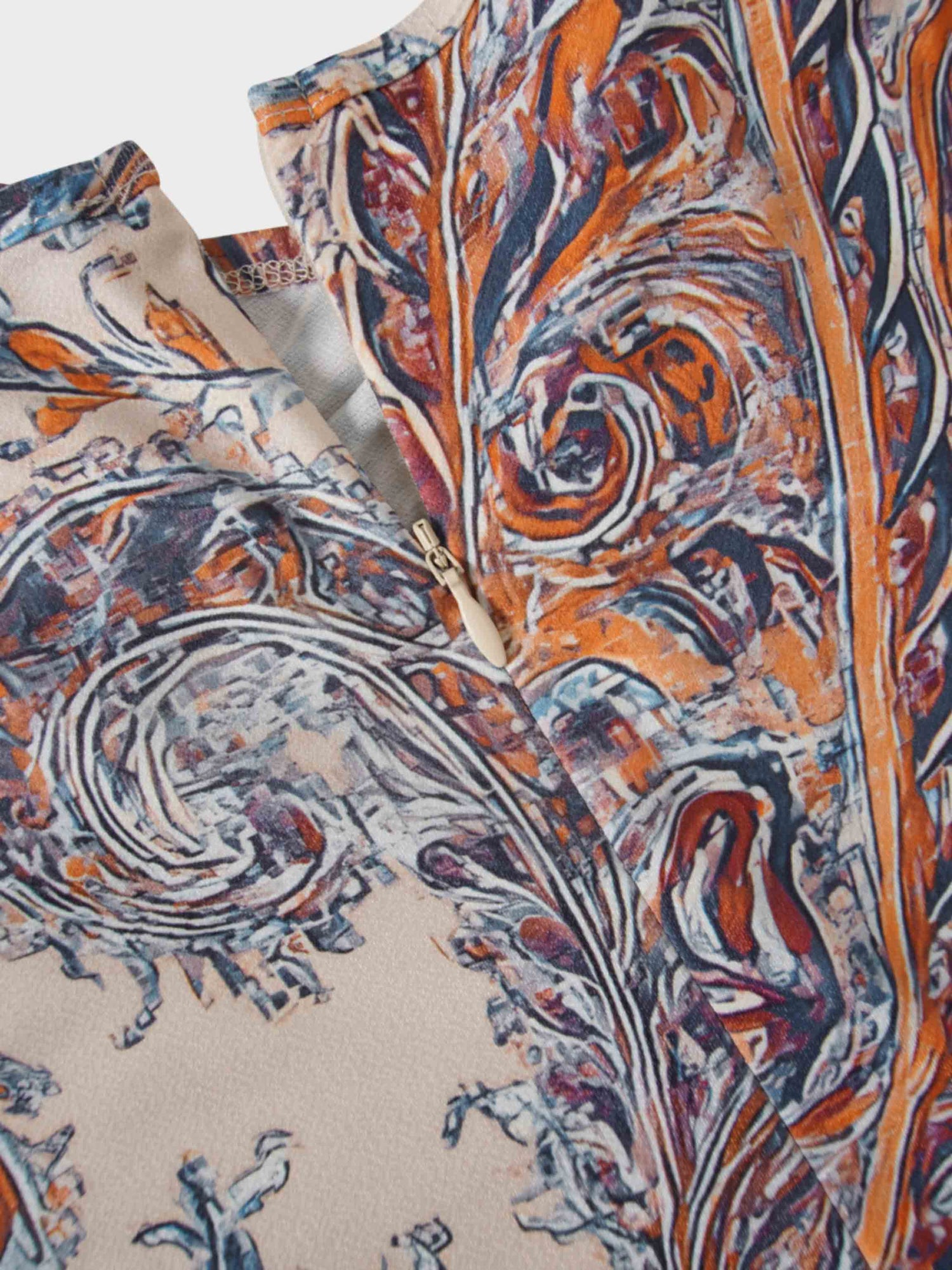 Side Knot Pleat Dress-Paisley