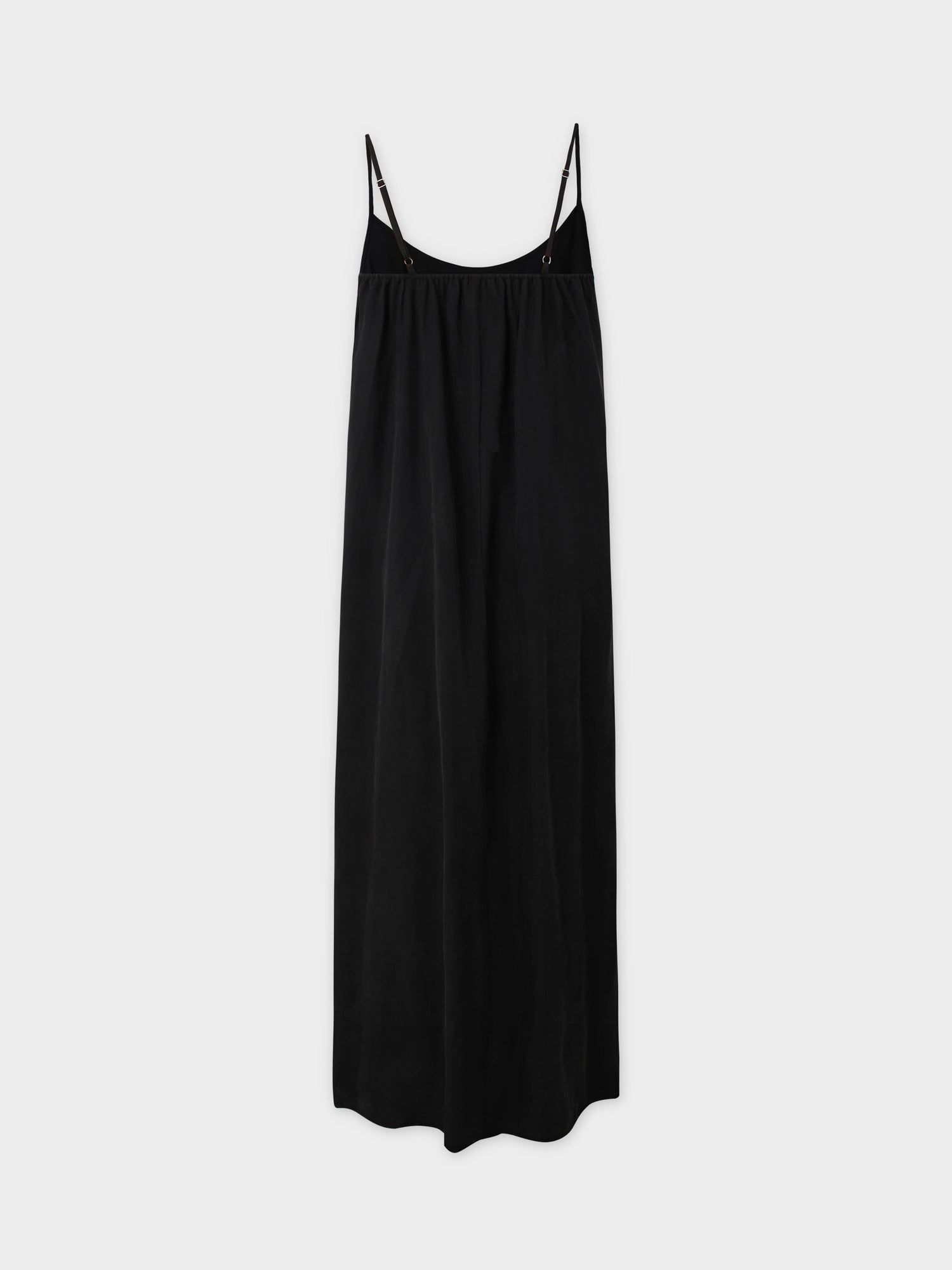 SOLID CREW NECK SLIP DRESS-BLACK