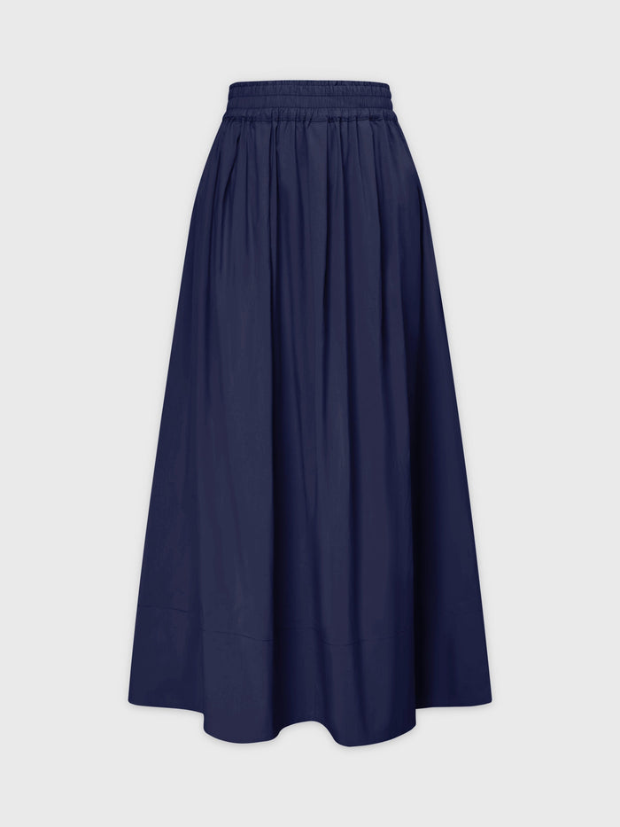 Gathered Waist Skirt-Navy