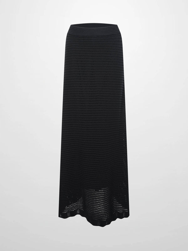 Crochet Knit Skirt-Black