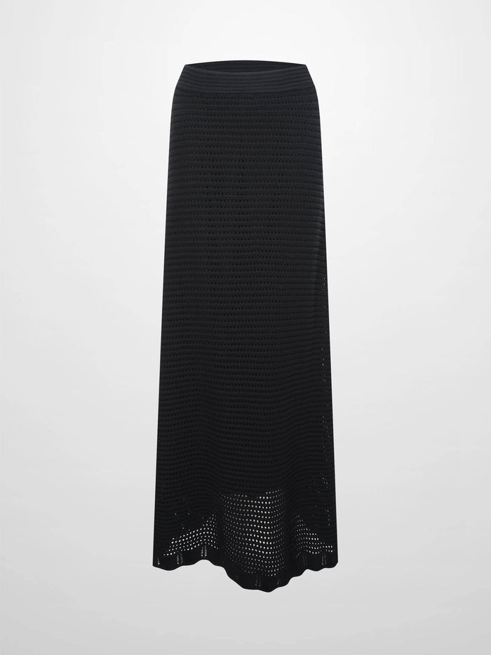 Crochet Knit Skirt-Black