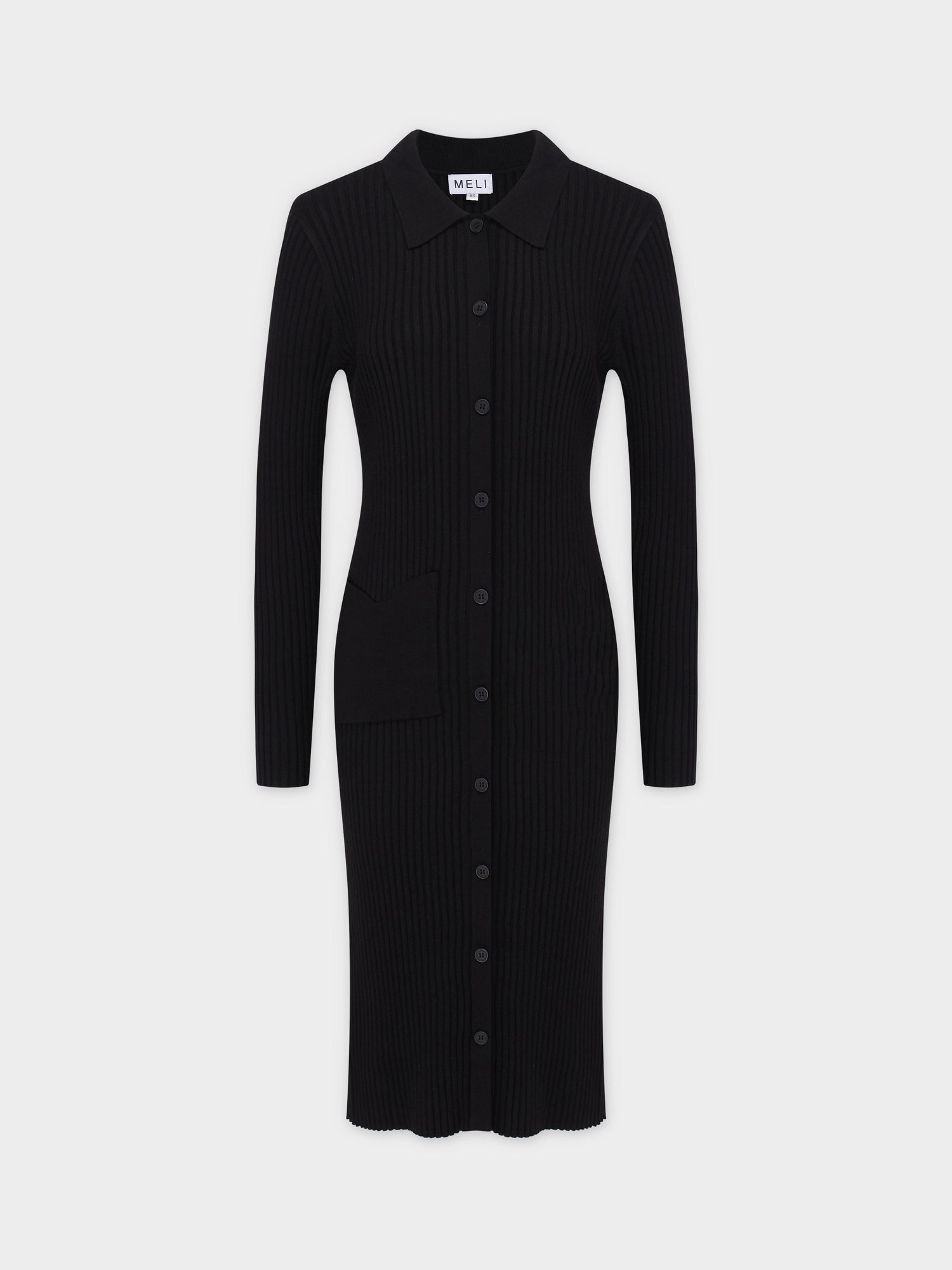 RIBBED CARDIGAN DRESS-42&quot;BLACK