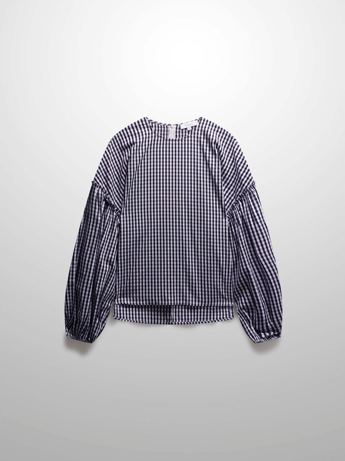 Bubble Sleeve Top-Black/White Gingham