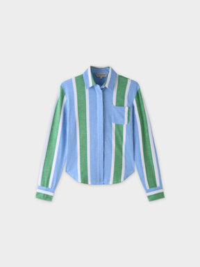 Camiseta Blusa-Rayas Verde/Azul