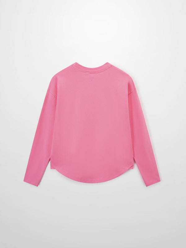 Oversized Rounded Hem T-Shirt-Pink