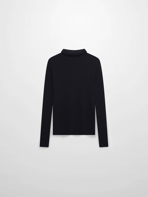 Knit Ribbed Turtleneck-Black
