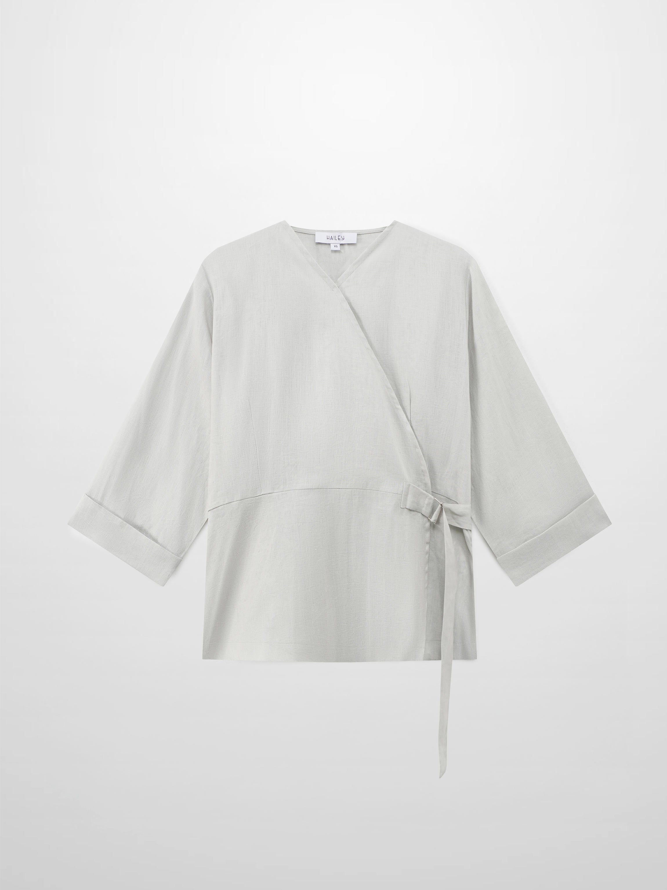 Crossover Linen Top-Grey