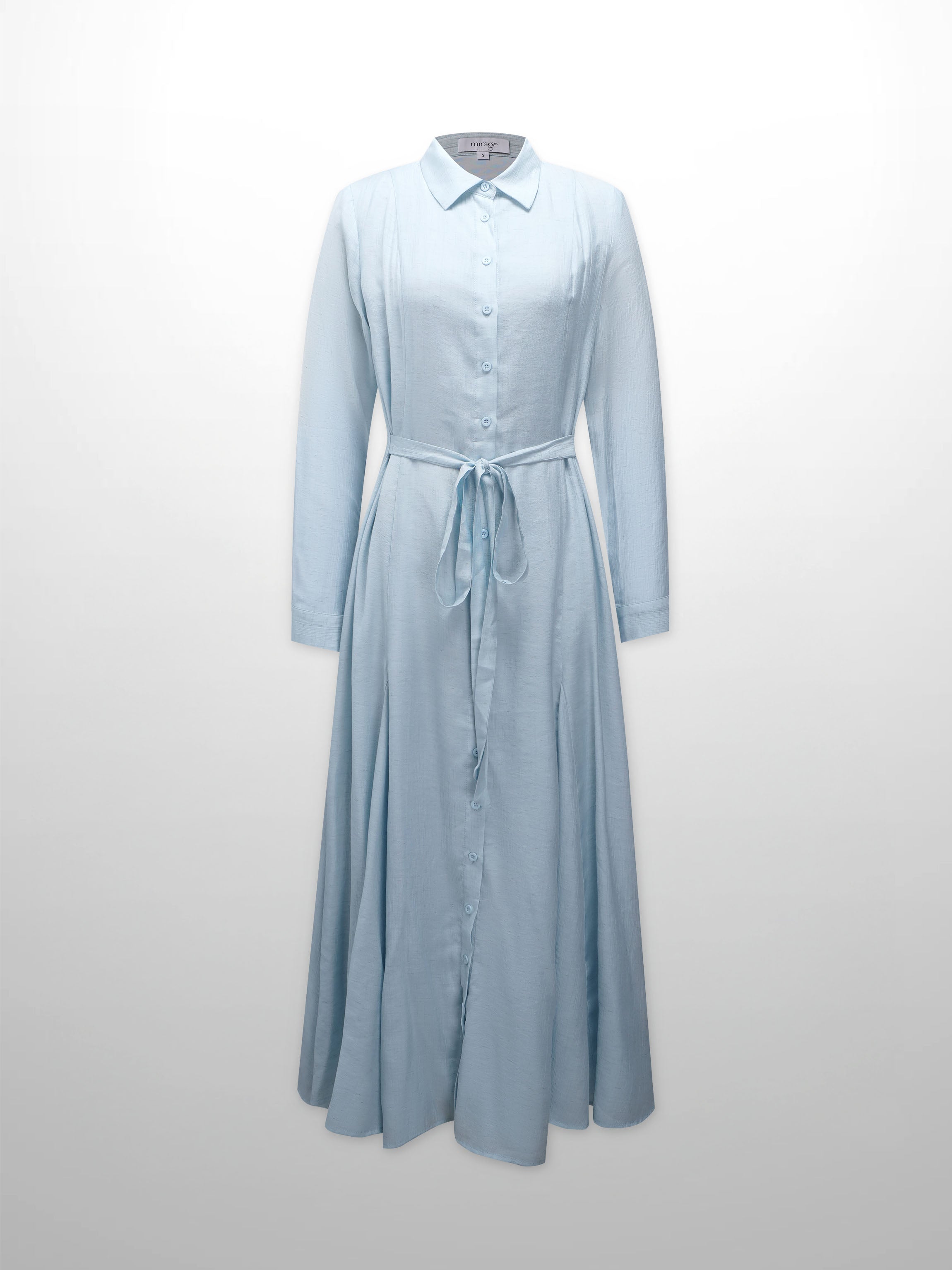 Collared A-Line Shirtdress-Soft Pleat Light Blue