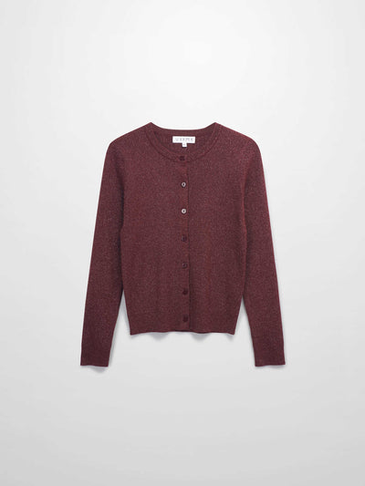 Lurex Ribbed Sweater-Heathered Burgundy